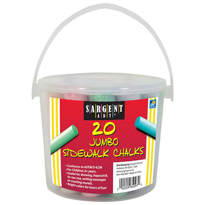 Jumbo Sidewalk Chalk Bucket, 20 Pieces Per Pack, 6 Packs - Loomini