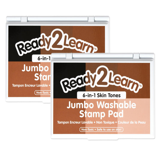 Jumbo Washable Stamp Pad - 6-in-1 - Skin Tones, Pack of 2 - Loomini