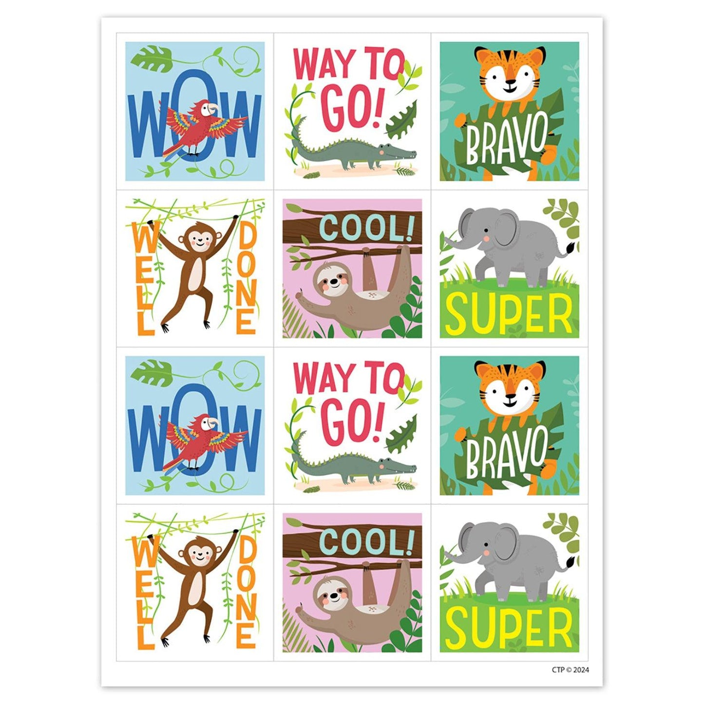 Jungle Friends Reward Stickers, 60 Per Pack, 6 Packs - Loomini