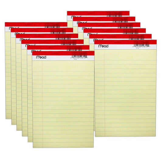 Junior Legal Pad, 5" x 8", 50 Sheets Per Pad, 12 Pads - Loomini