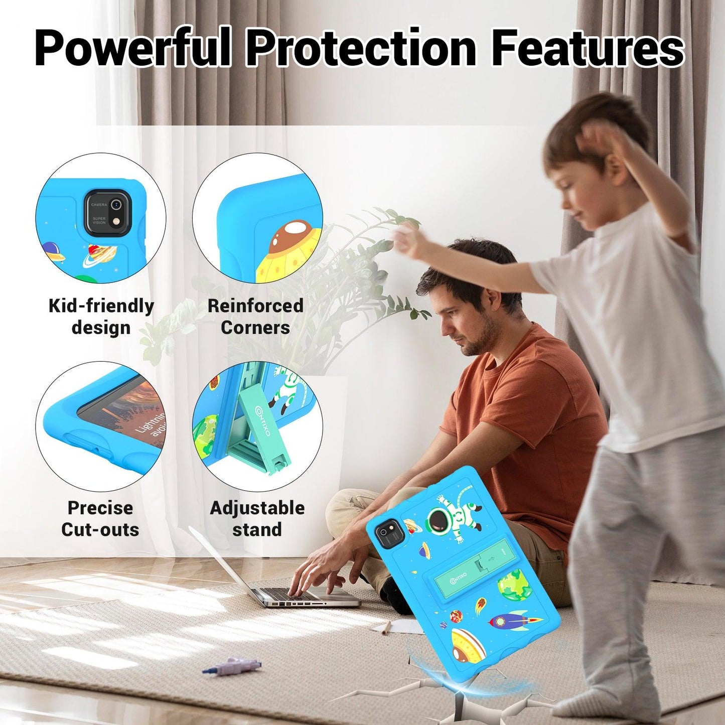 K103-A Blue 10-Inch Kids 64GB HD Tablet - Loomini