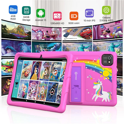 K103-A Pink 10-Inch Kids 64GB HD Tablet - Loomini
