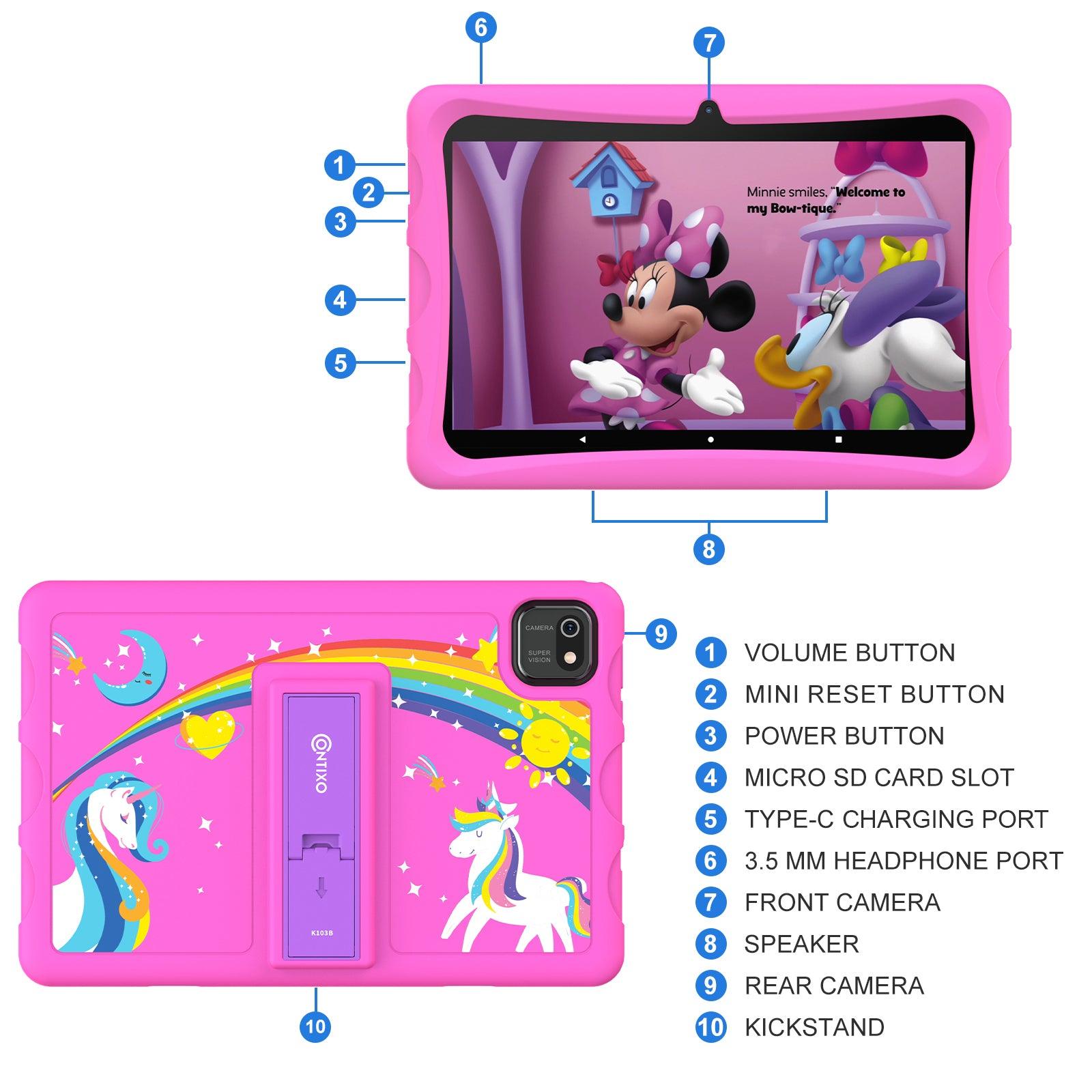 K103-A Pink 10-Inch Kids 64GB HD Tablet - Loomini