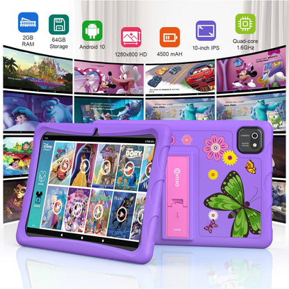 K103-A Purple 10-Inch Kids 64GB HD Tablet - Loomini