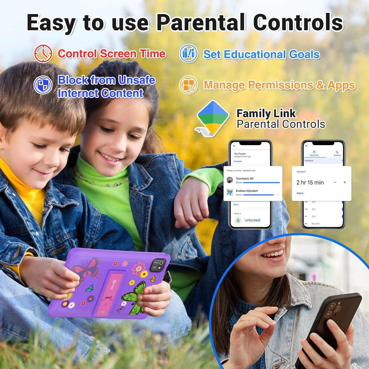 K103-A Purple 10-Inch Kids 64GB HD Tablet - Loomini