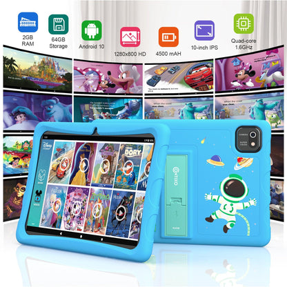 K103B 10-Inch Kids 64GB HD Tablet, Blue - Loomini