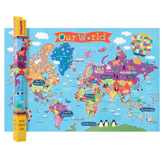 Kid's Wall Map, World, 24" x 36" - Loomini
