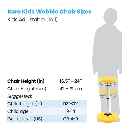 Kids Adjustable Tall Wobble Chair 16.5-24" Yellow - Loomini