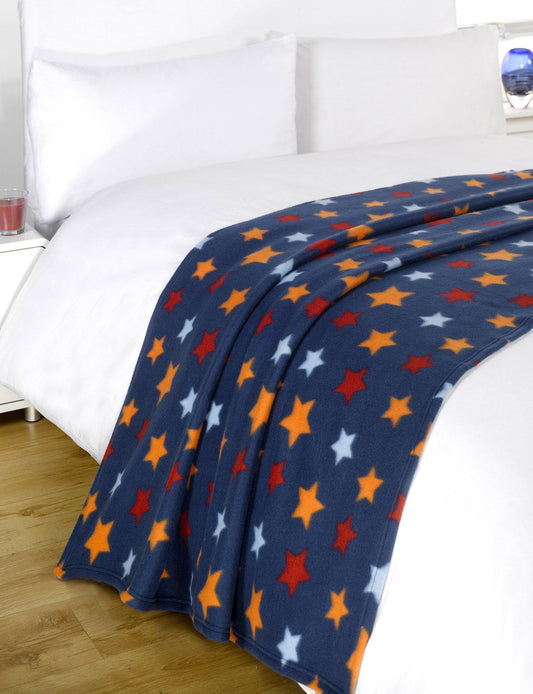 Kids Blanket for School Star Fleece Throw Blanket Super Soft Plush Warm Cozy Sofa Bed Throw for Kids Boys Girls Fleece Navy Blue 50 X 60 Toddler Plush Blanket - Loomini