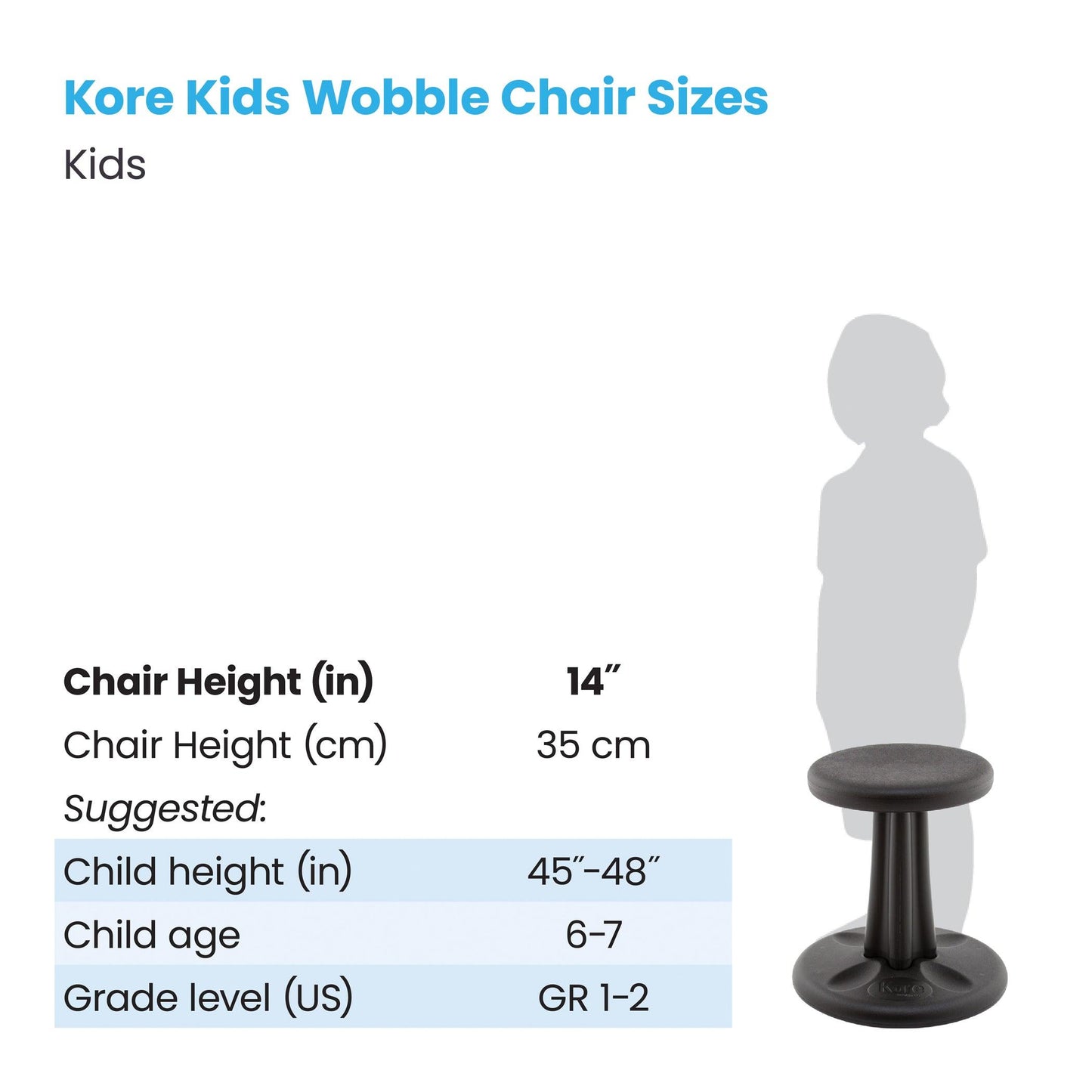 Kids Wobble Chair 14" Black - Loomini