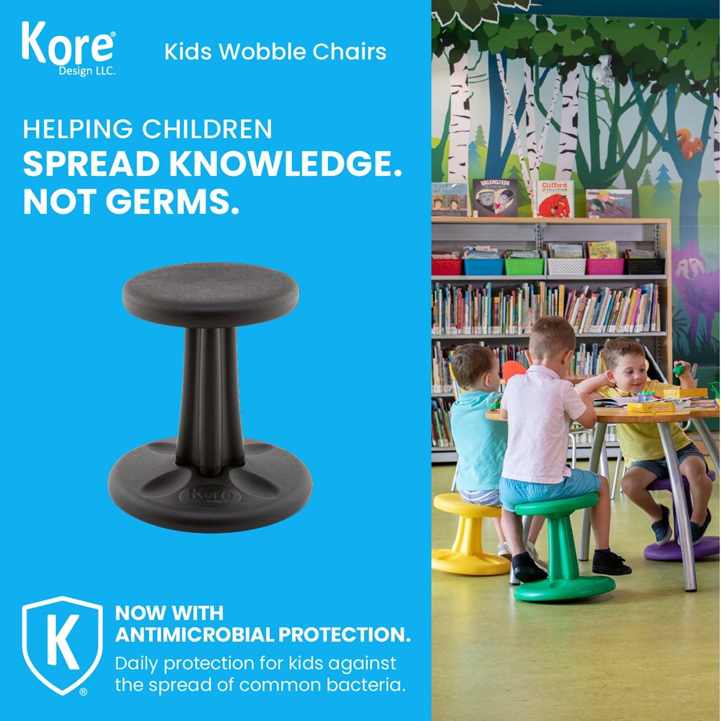 Kids Wobble Chair 14" Black - Loomini