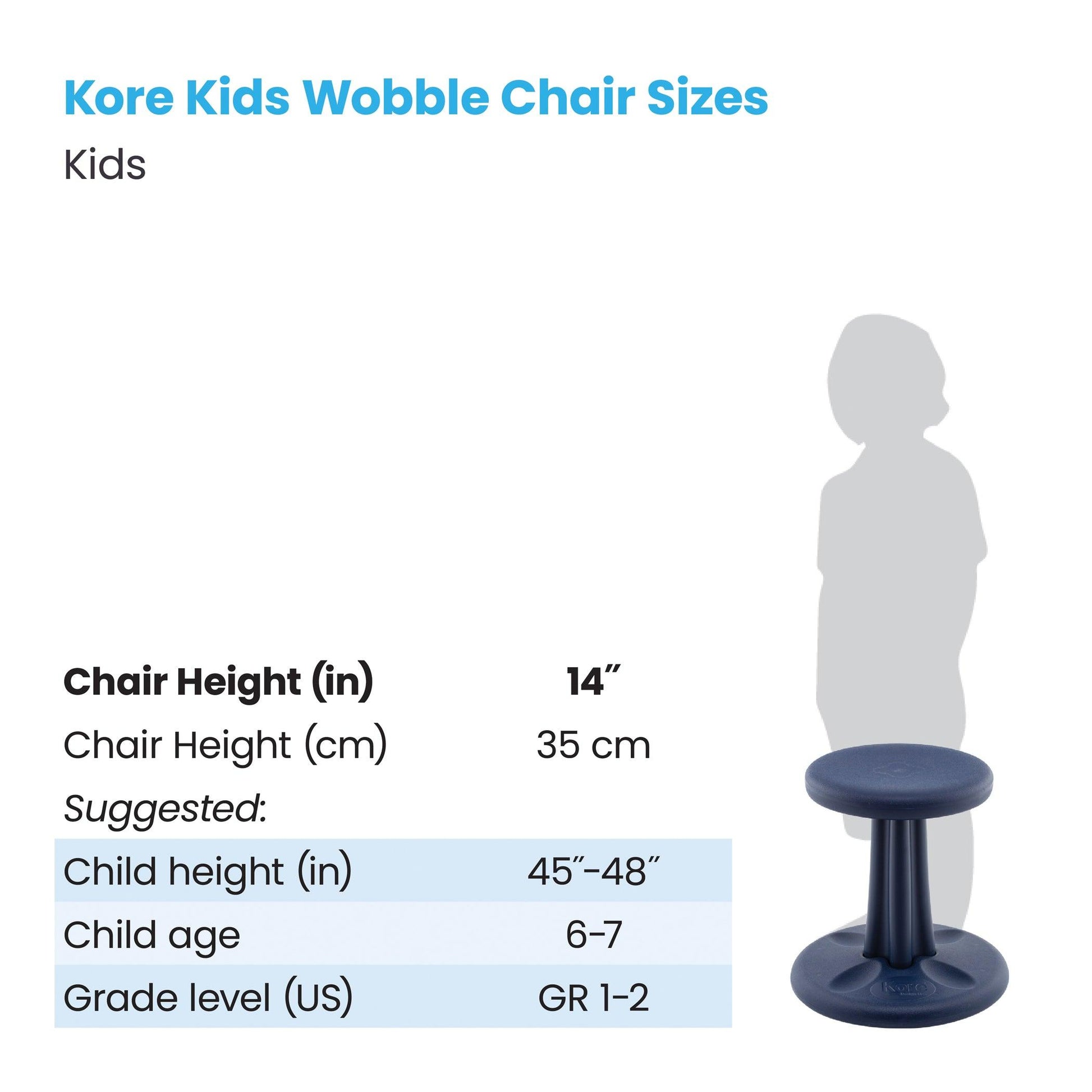 Kids Wobble Chair 14" Dark Blue - Loomini