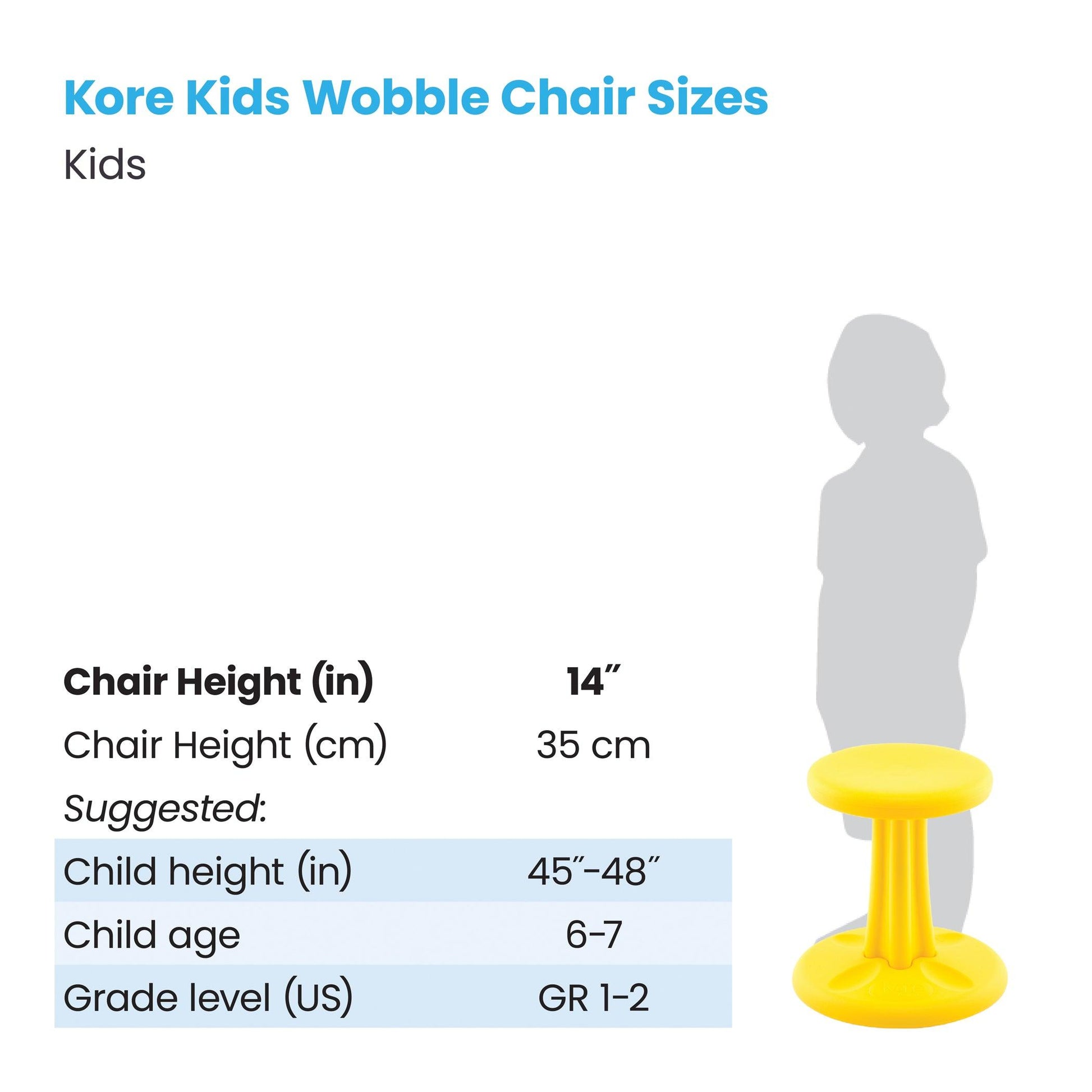 Kids Wobble Chair 14" Yellow - Loomini