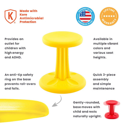 Kids Wobble Chair 14" Yellow - Loomini