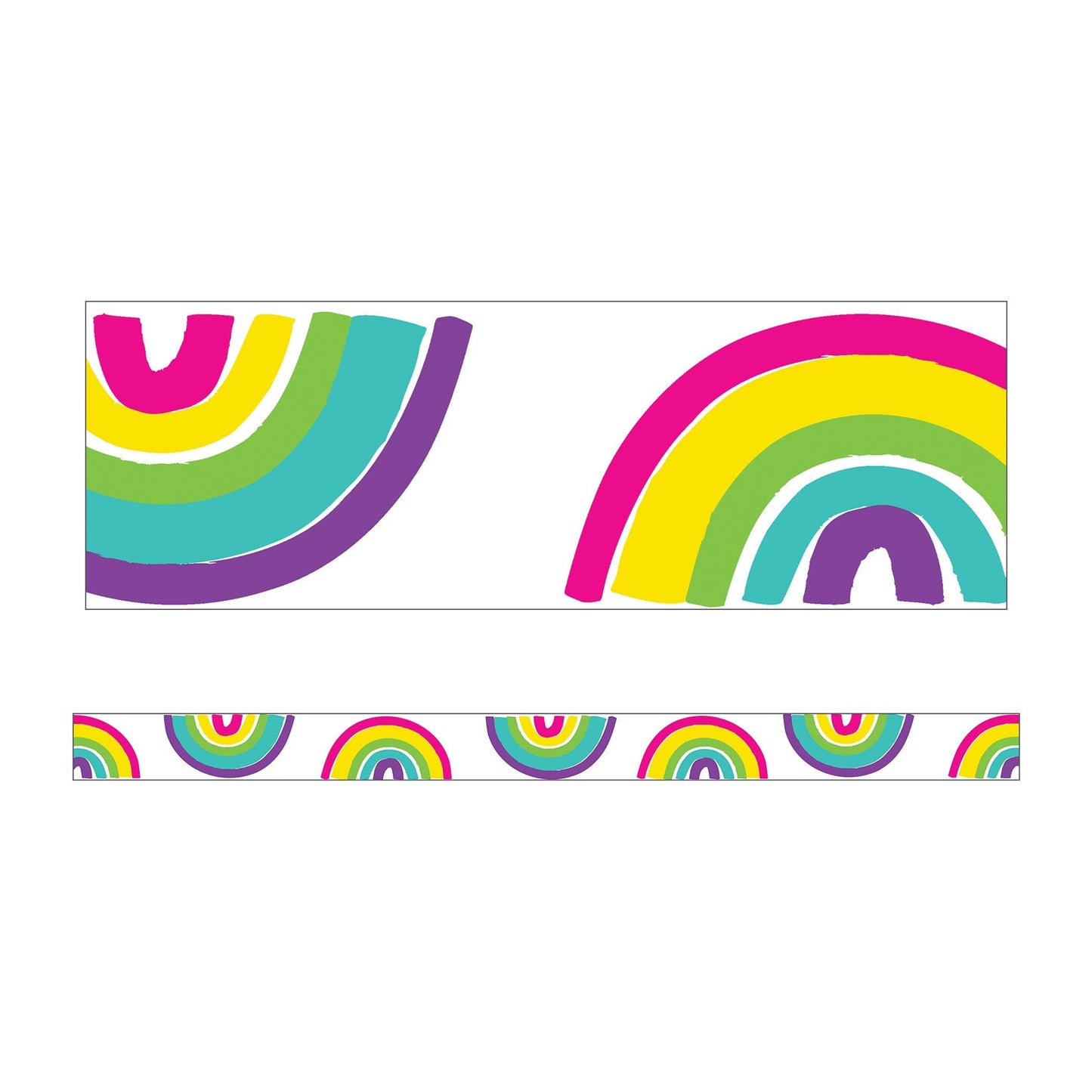 Kind Vibes Rainbows Straight Borders, 36 Feet Per Pack, 6 Packs - Loomini