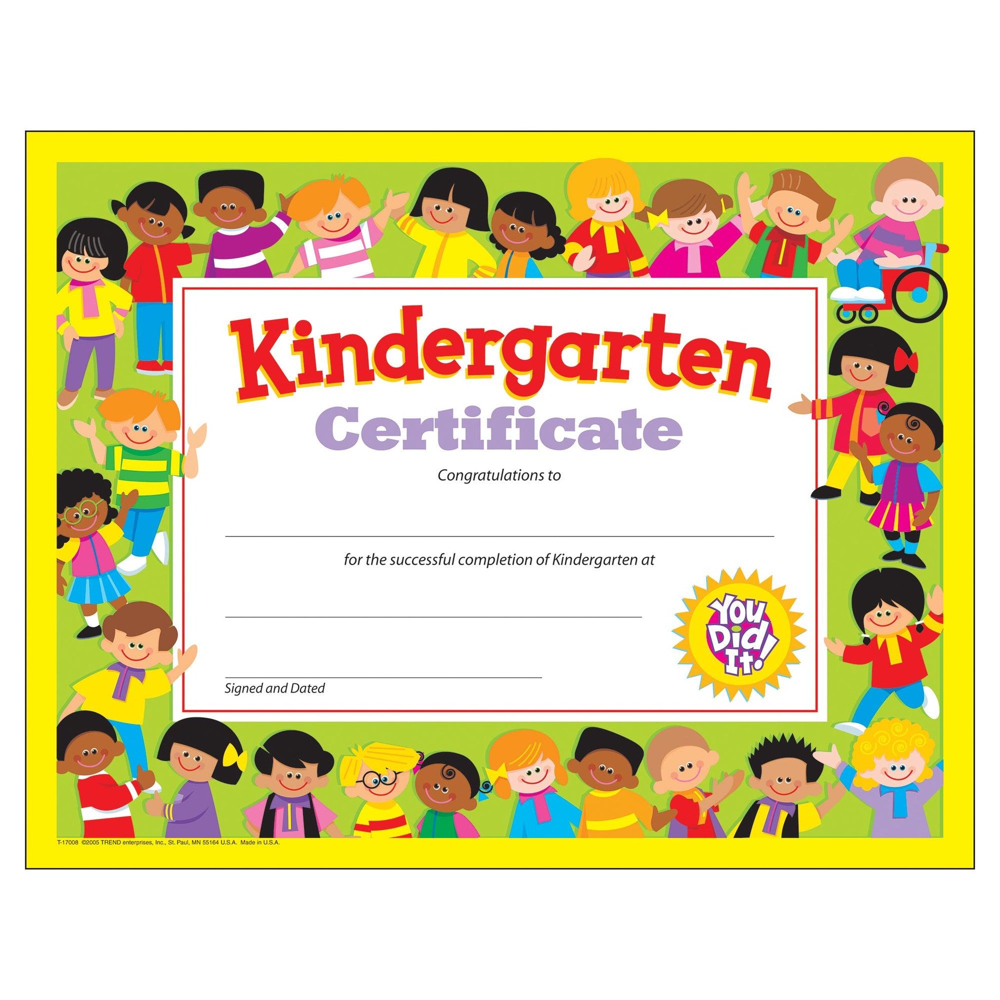 Kindergarten Certificate, 30 Per Pack, 6 Packs - Loomini