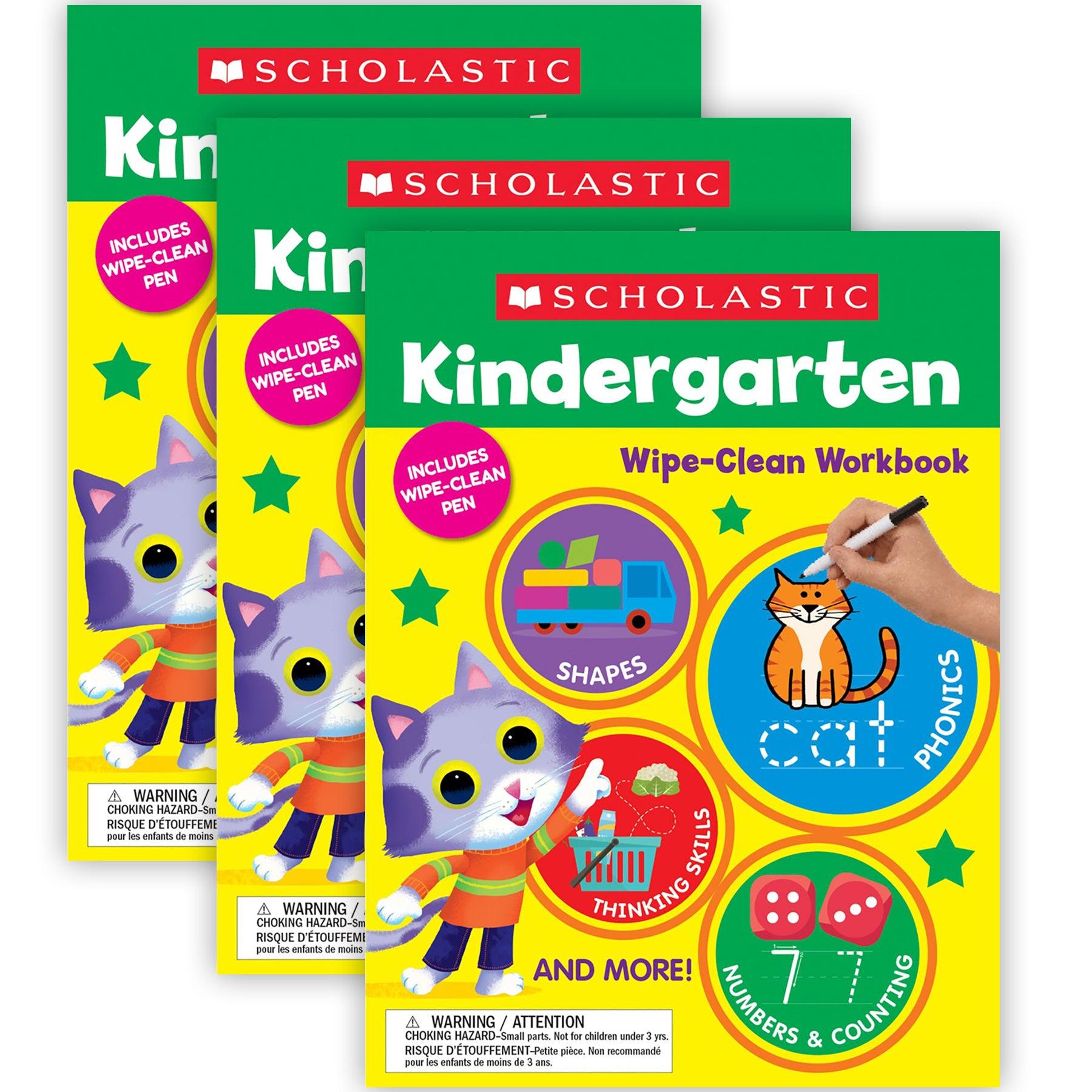 Kindergarten Wipe-Clean Workbook, Pack of 3 - Loomini