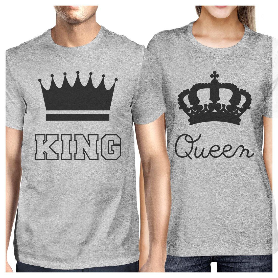 King And Queen Matching Couple Gift Shirts Grey Funny Wedding Gift - Loomini