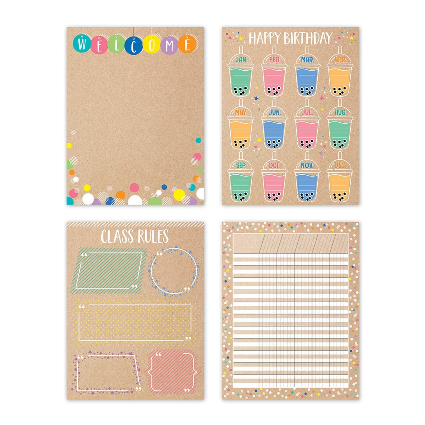 Krafty Pop Classroom Essentials 4-Chart Pack Chart - Loomini