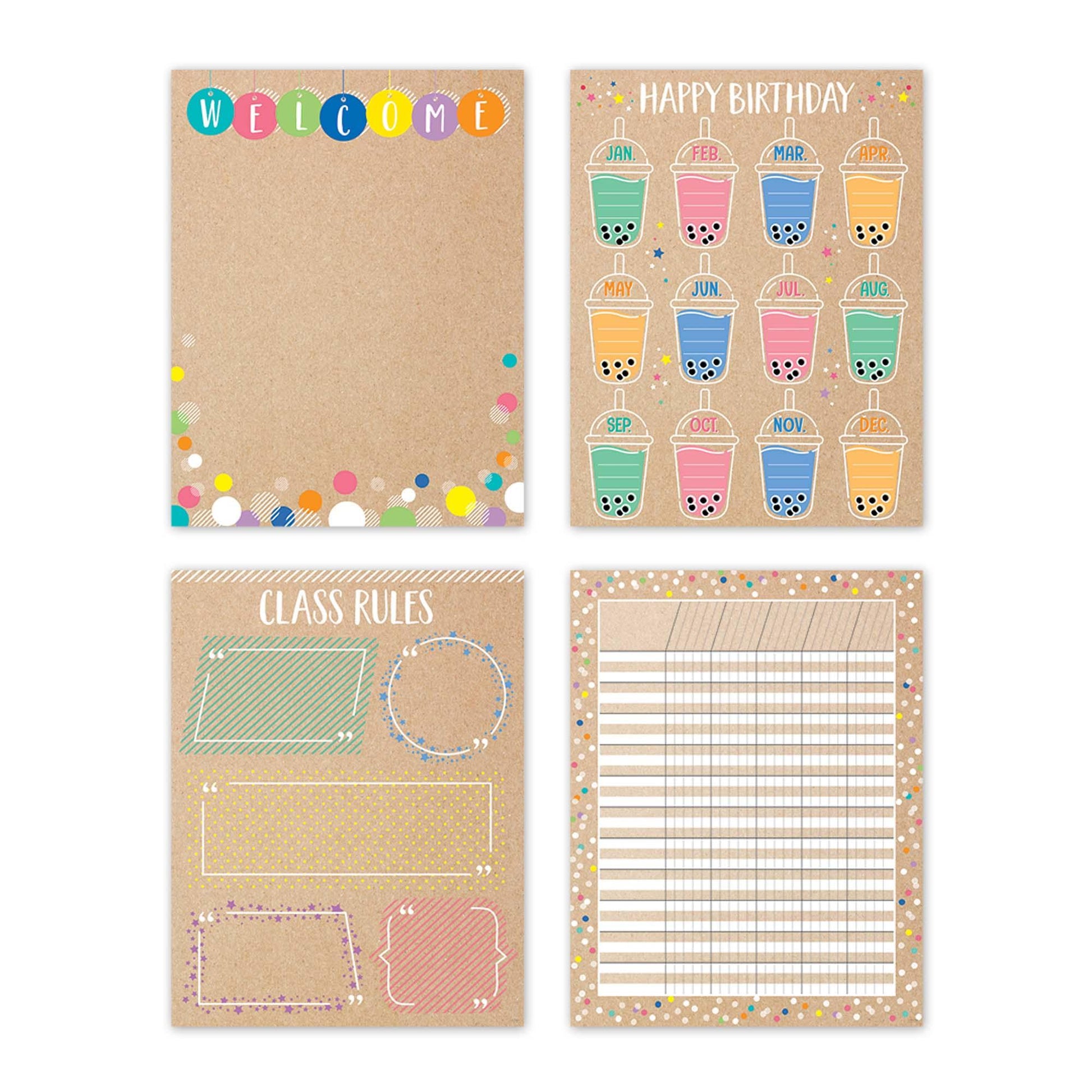 Krafty Pop Classroom Essentials 4-Chart Pack Chart - Loomini