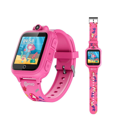 KW1 Smart Watch for Kids with Educational Games, HD Touch Screen, Camera, and MP3 Music Player, Pink - Loomini
