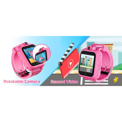 KW1 Smart Watch for Kids with Educational Games, HD Touch Screen, Camera, and MP3 Music Player, Pink - Loomini