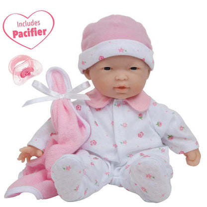 La Baby Soft 11" Baby Doll, Pink with Blanket, Asian - Loomini