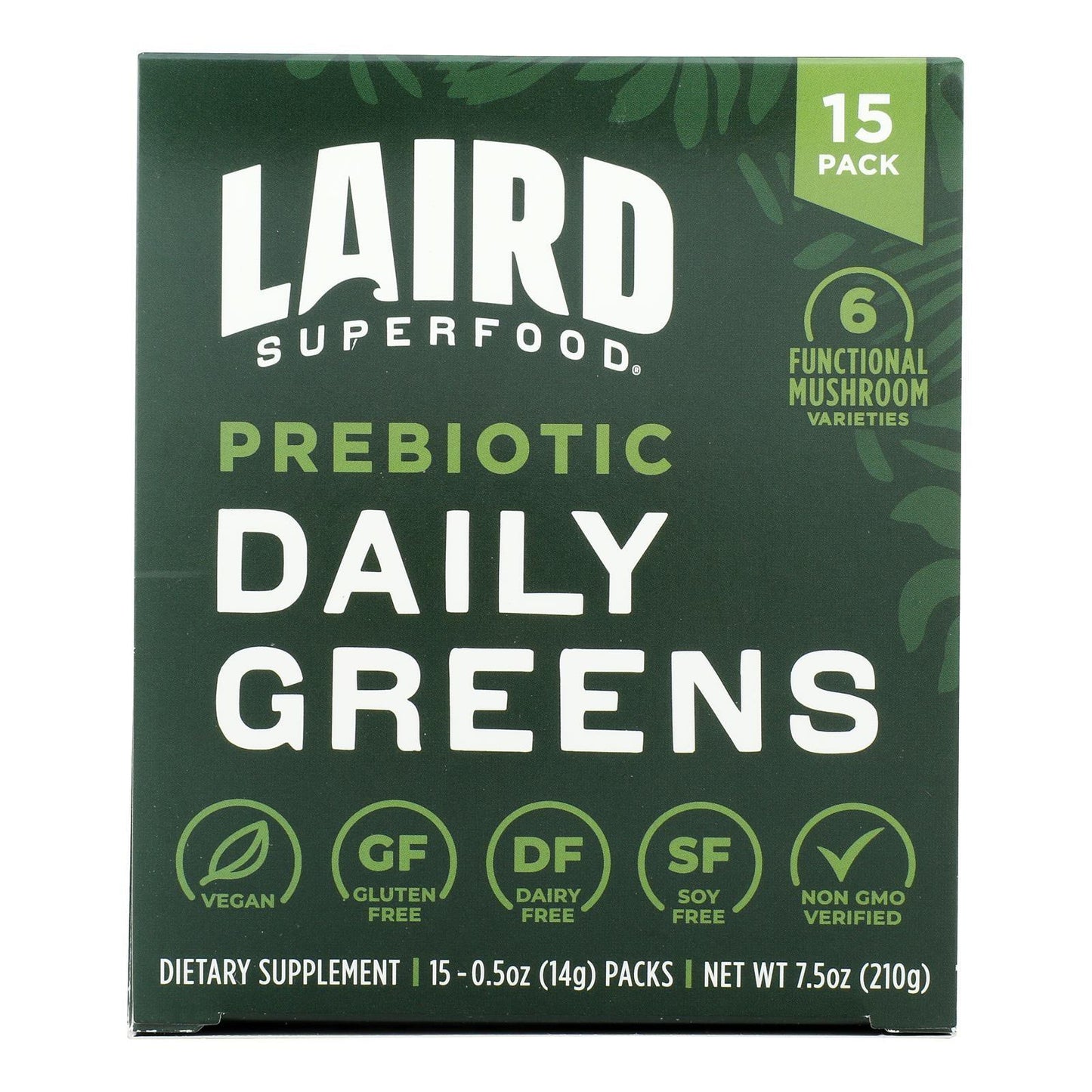 Laird Superfood - Daily Greens Prebiotic 15 Count - Case Of 6-7.5 Ounces - Loomini