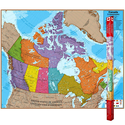 Laminated Map, Canada, 47" x 38" - Loomini