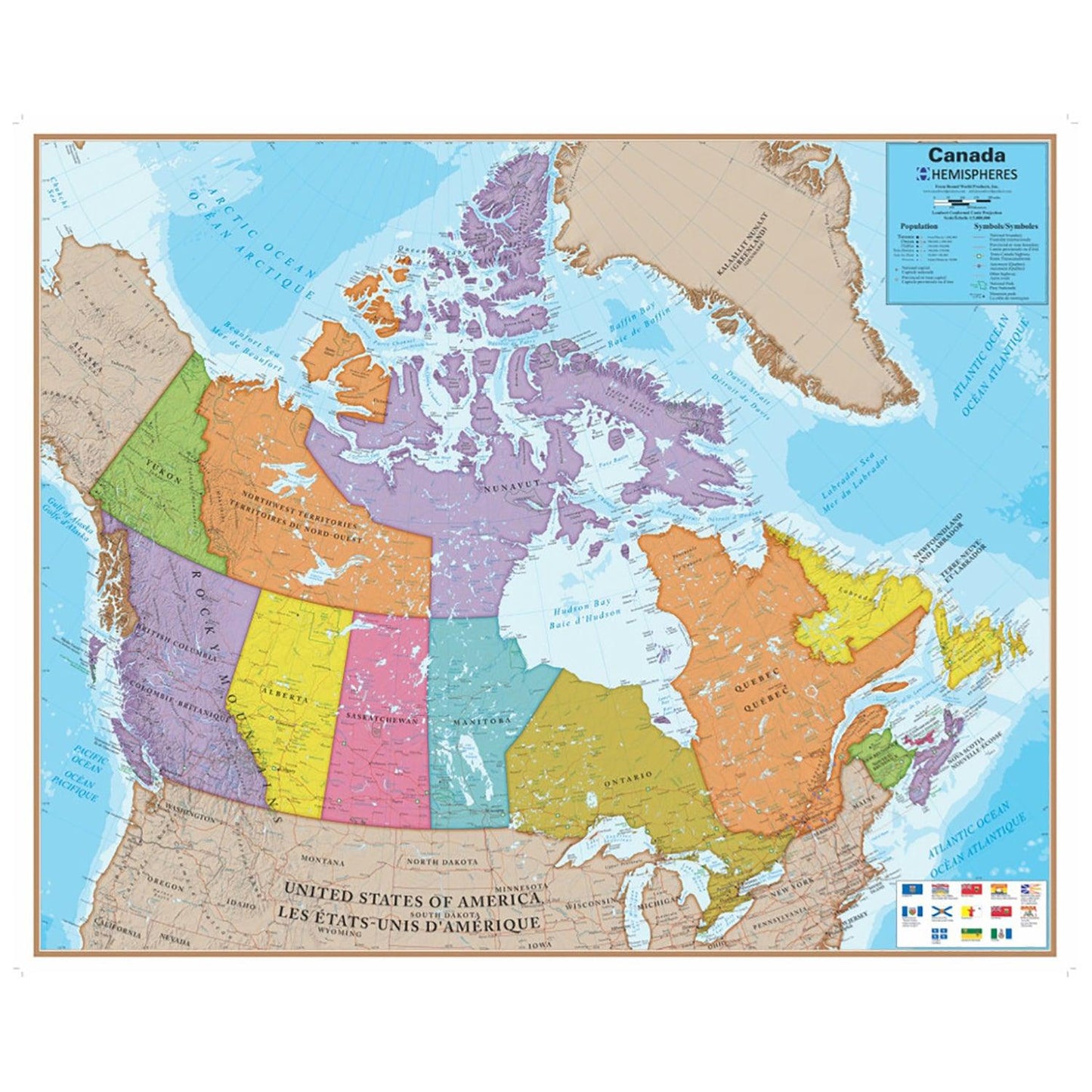 Laminated Map, Canada, 47" x 38" - Loomini