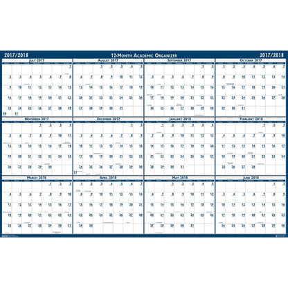 Laminated Wipe Off Wall Academic Calendar, Reversible, 18" x 24" - Loomini
