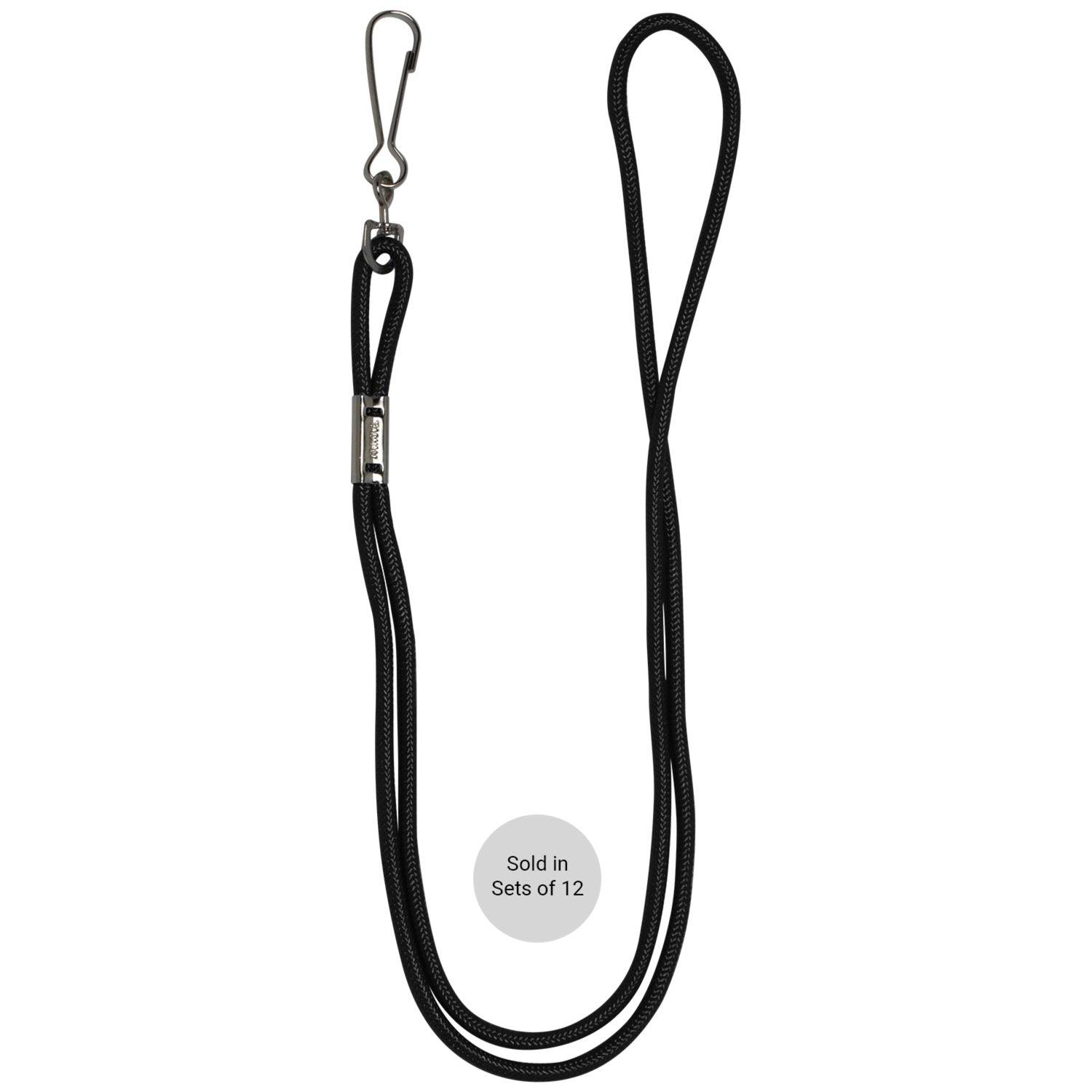 Lanyards, Black, Pack of 12 Per Pack, 3 Packs - Loomini