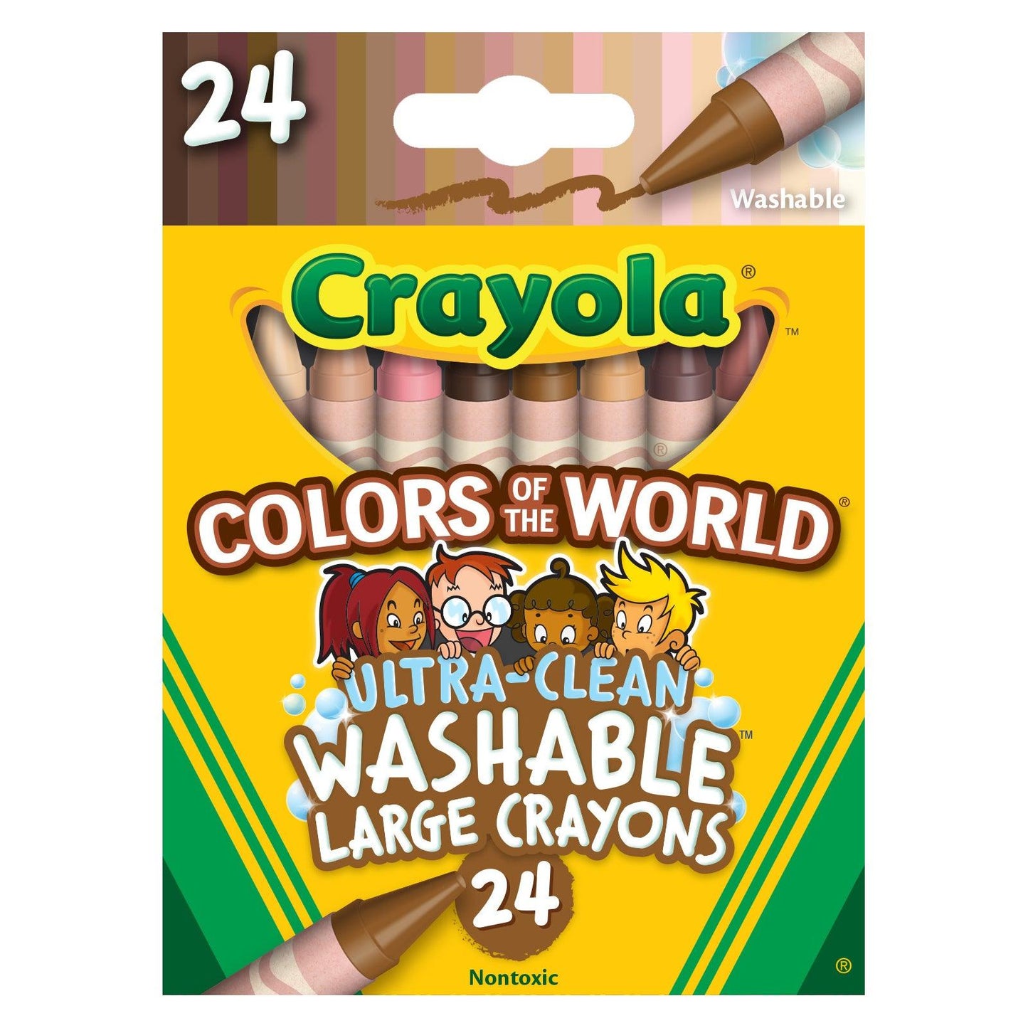 Large Crayons, Colors of the World, 24 Per Box, 3 Boxes - Loomini