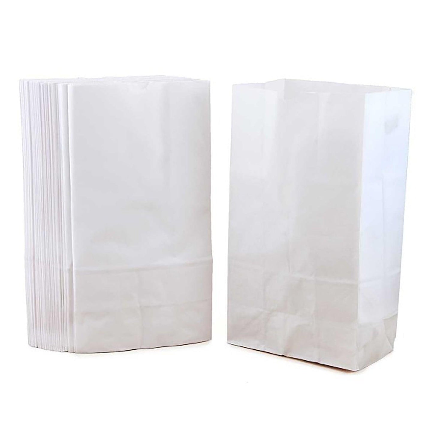 Large Gusseted Paper Bags, 6" x 3.5" x 11", White, 100 Per Pack, 2 Packs - Loomini