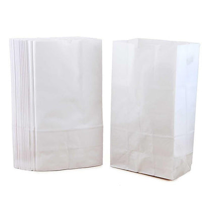 Large Gusseted Paper Bags, 6" x 3.5" x 11", White, 100 Per Pack, 2 Packs - Loomini