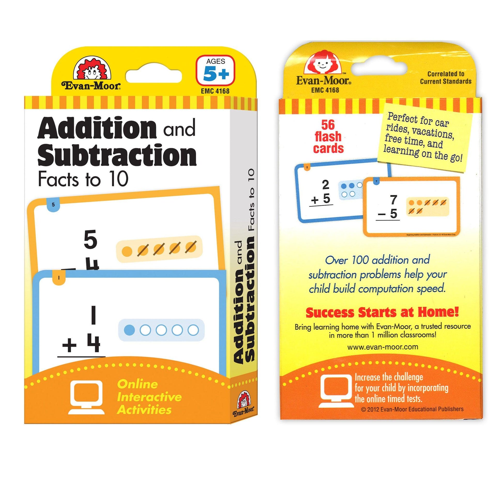 Learning Line: Addition and Subtraction Facts to 10, Grade 1+ (Age 5+) - 56 Flashcards Per Pack, 6 Packs - Loomini