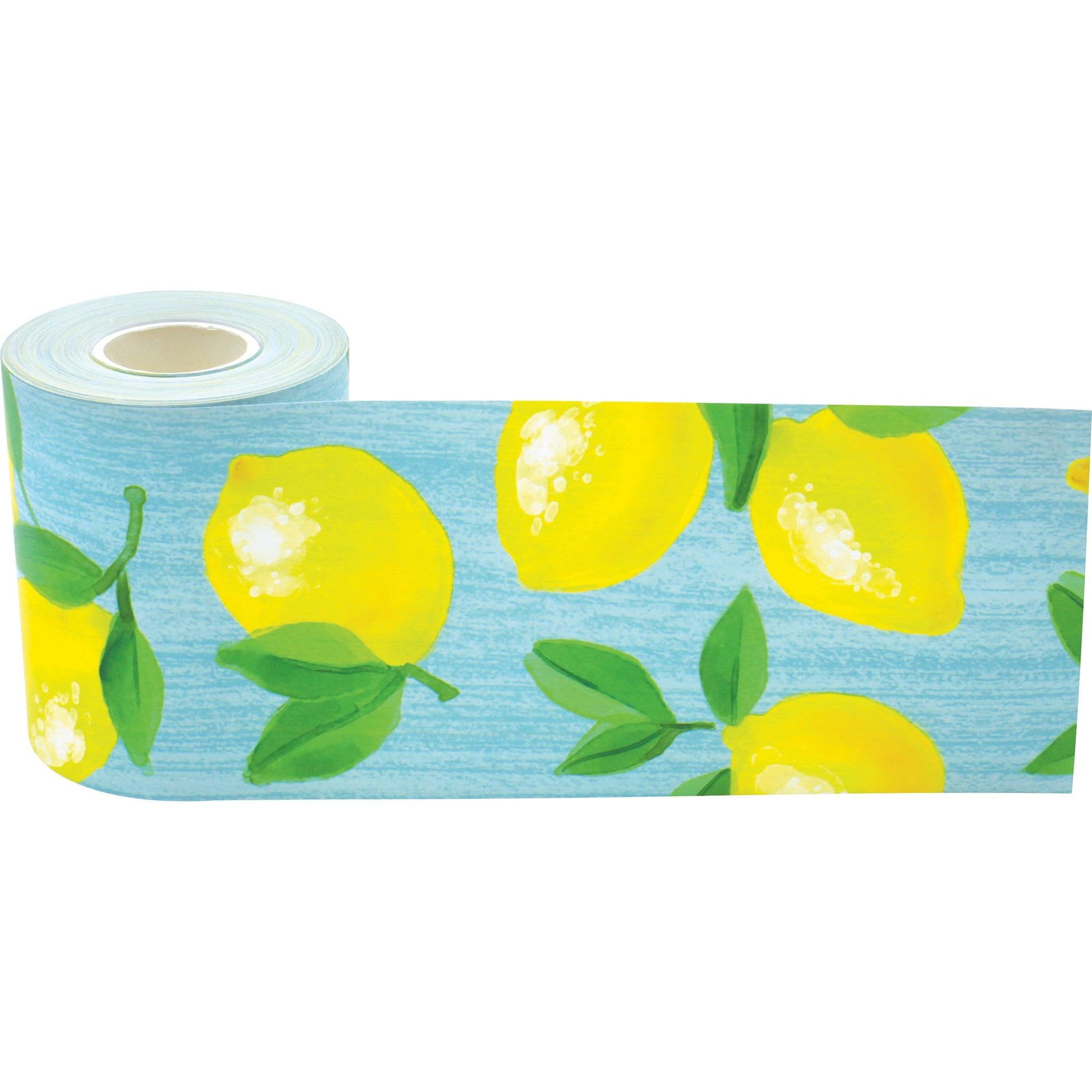 Lemon Zest Straight Rolled Border Trim, 50 Feet Per Roll, Pack of 3 - Loomini