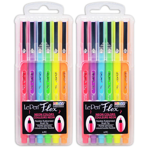 LePen® Flex, 6 Neon Colors Per Pack, 2 Packs - Loomini