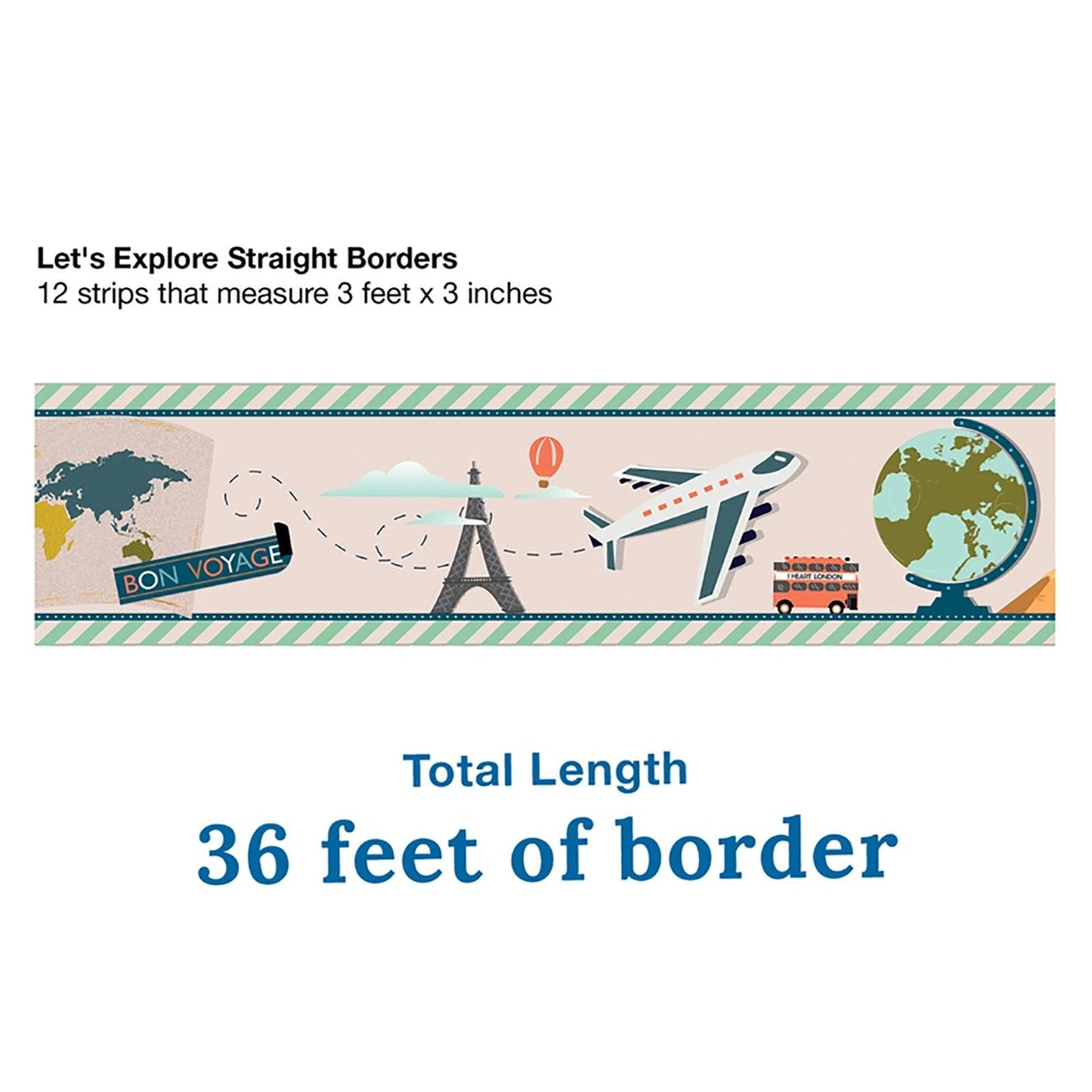 Let's Explore Straight Border, 36 Feet Per Pack, 6 Packs - Loomini