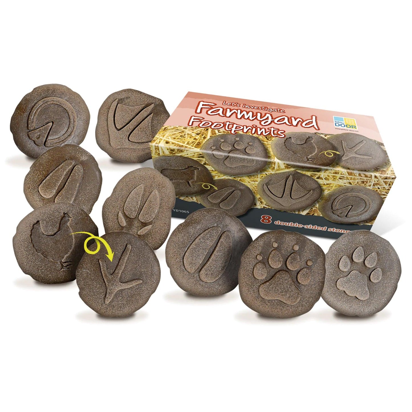 Let's Investigate Farmyard Footprints Stone, Pack of 8 - Loomini