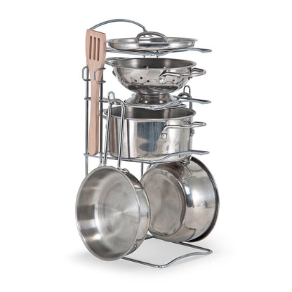 Let's Play House! Stainless Steel Pots & Pans Play Set - Loomini