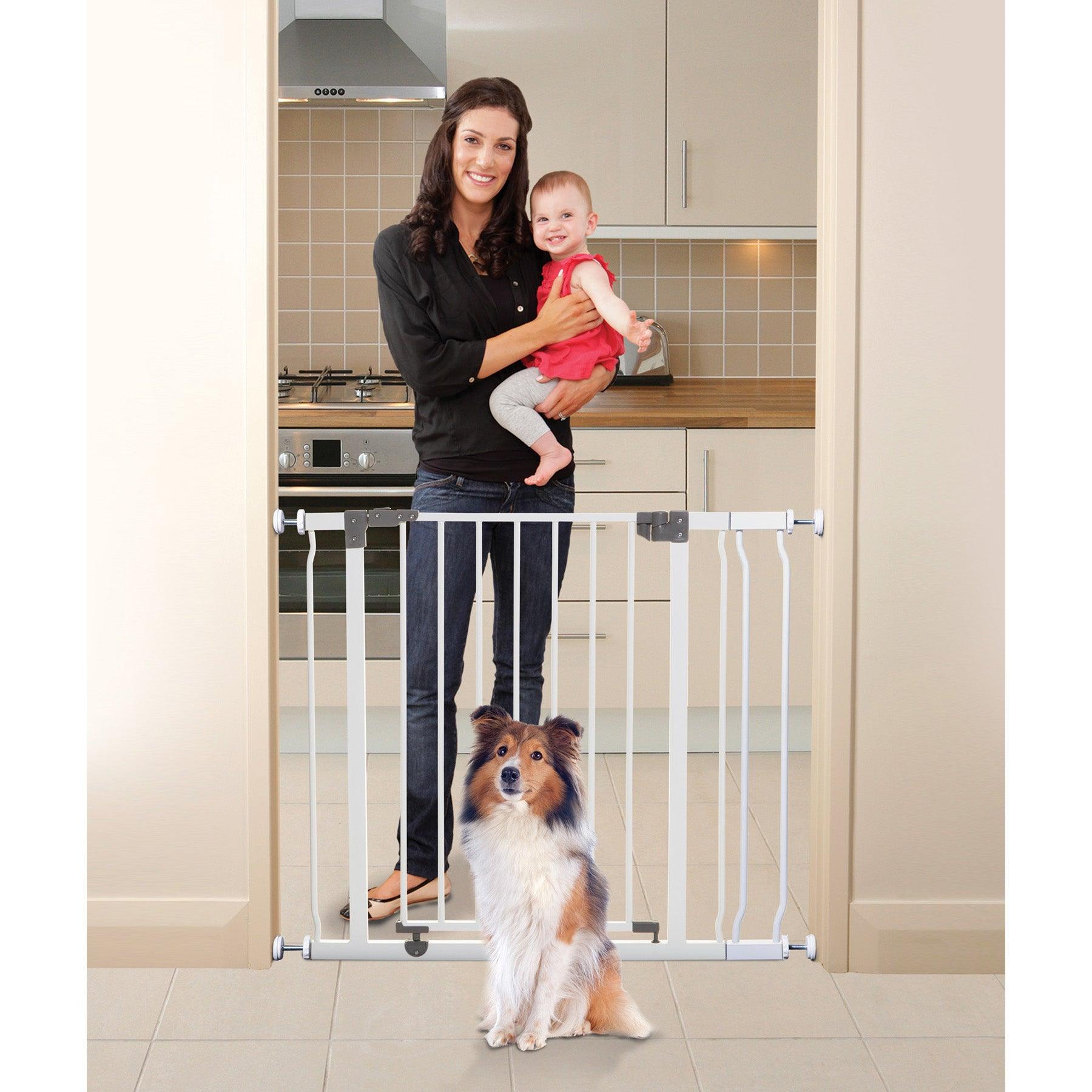 Liberty 29.5-36.5in Auto Close Metal Baby Safety Gate - White - Loomini