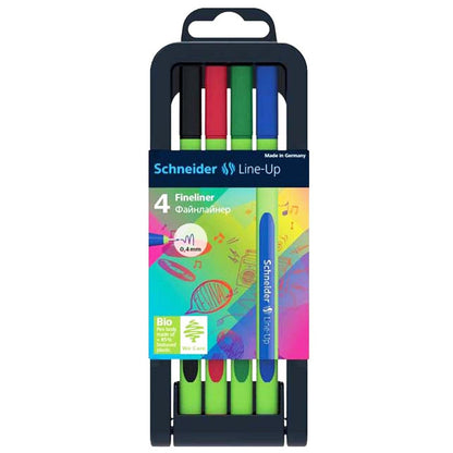 Line-Up Fineliner Pens with Case, 4 Colors, 4 Per Pack, 3 Packs - Loomini