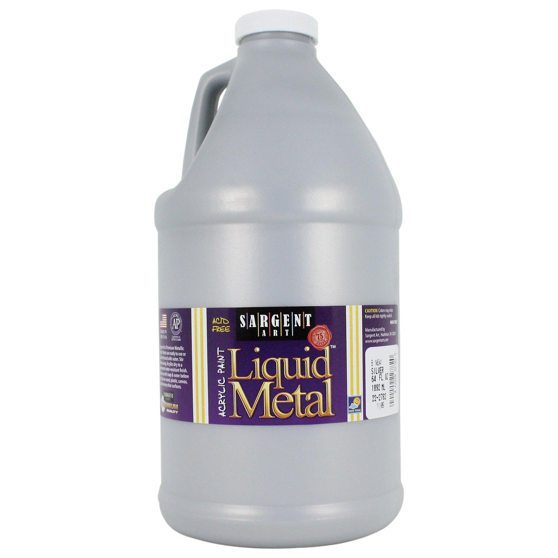 Liquid Metal™ Acrylic Paint, Silver, 64 oz. Bottle - Loomini