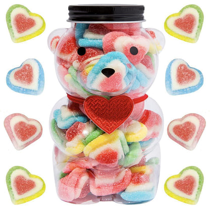 Love Gummy Candy Gifts Gummy Bear Jar Filled with 0.75 lb of Gourmet Triple Layer Gummy Hearts Gummy Bear Fun Candy Jar with a Heart Shaped Bow Valentines Day Gift for Kids & Adults… - Loomini