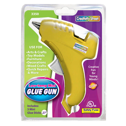 Low-Temp Mini Glue Gun, Yellow, 5.5" x 4", 1 Glue Gun + 3 Glue Sticks Per Pack, 2 Packs - Loomini