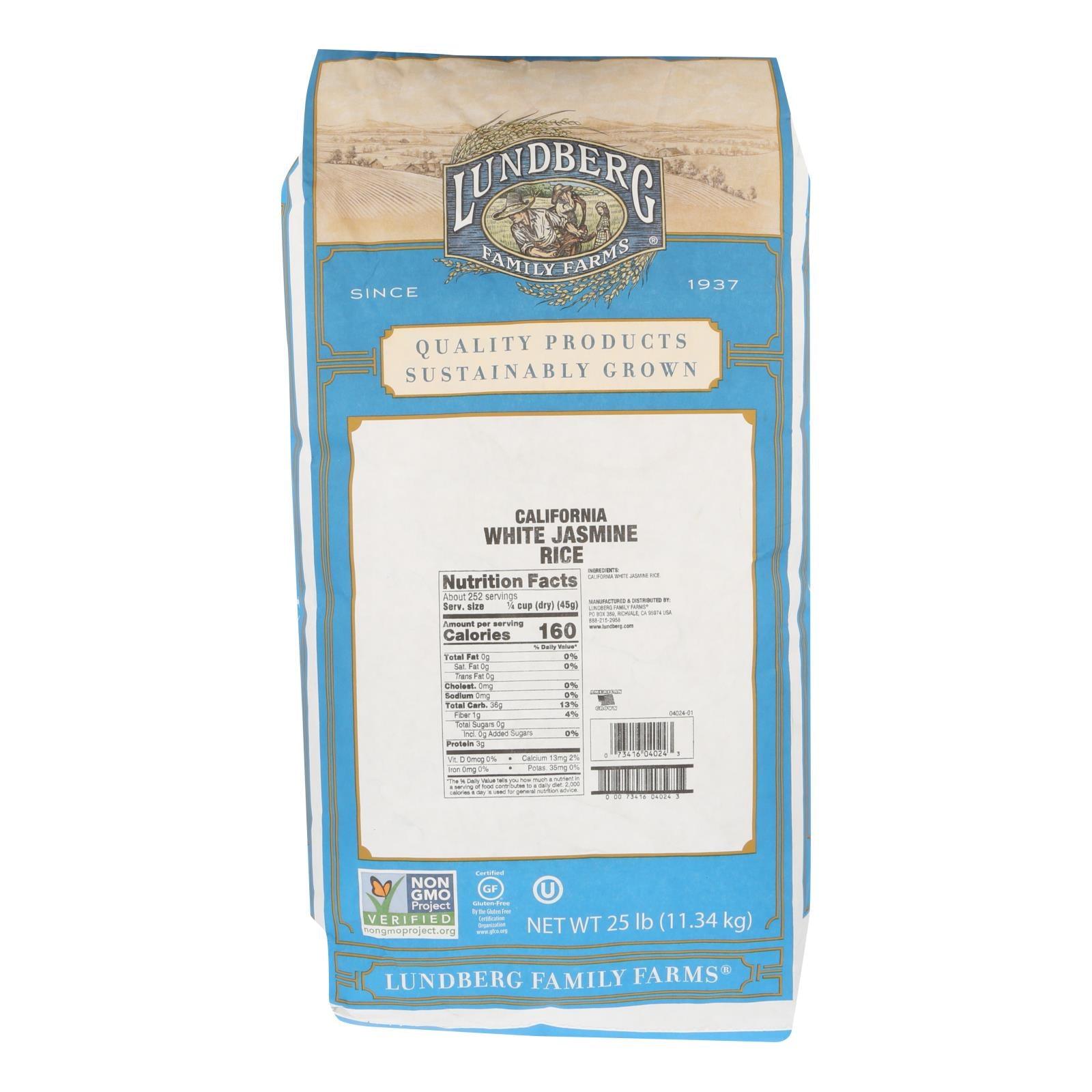 Lundberg Family Farms Ecofarmed Rice Jasmine White - Single Bulk Item - 25lb - Loomini