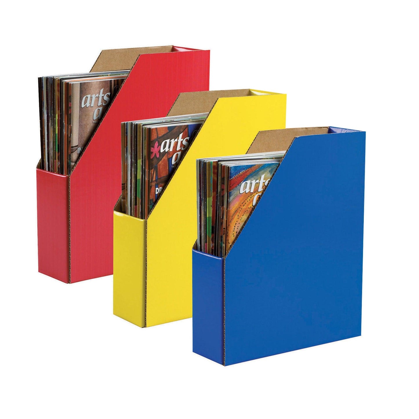 Magazine Holders, 6 Assorted Colors, 12-3/8"H x 3-1/8"W x 10-1/4"D, 6 Holders - Loomini