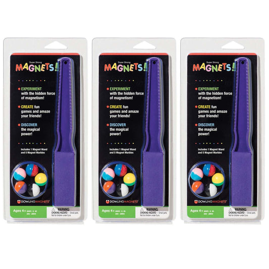 Magnet Wand & 5 Magnet Marbles, 3 Sets - Loomini