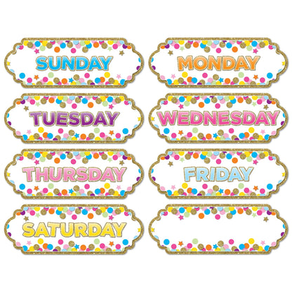 Magnetic Die-Cut Timesavers & Labels, Confetti Days of the Week, 8 Per Pack, 6 Packs - Loomini